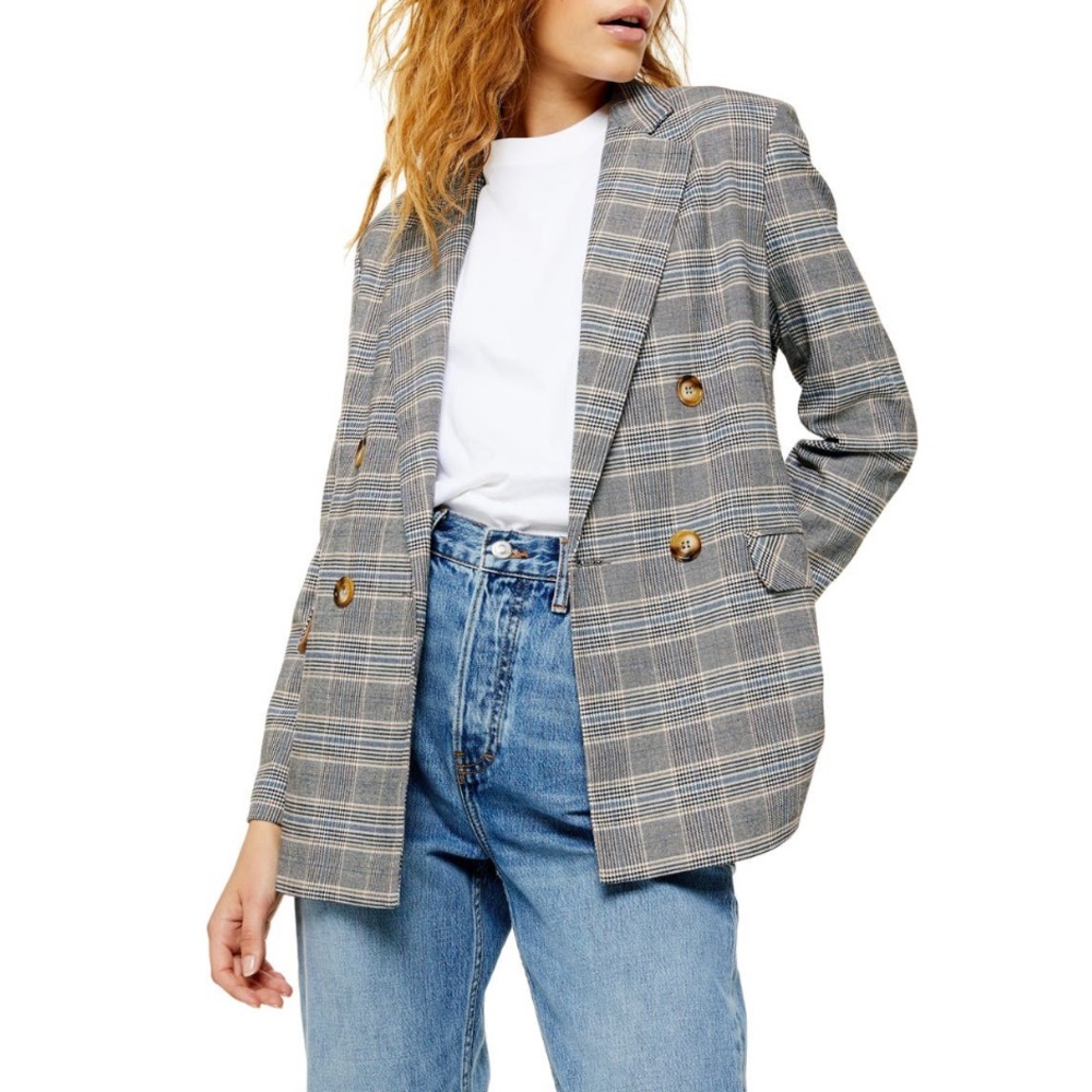 Double Breasted Plaid Blazer (Like New)